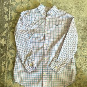 Vineyard Vines, Boys, Size S (8-10), Light pink and blue, Button down, Like new
